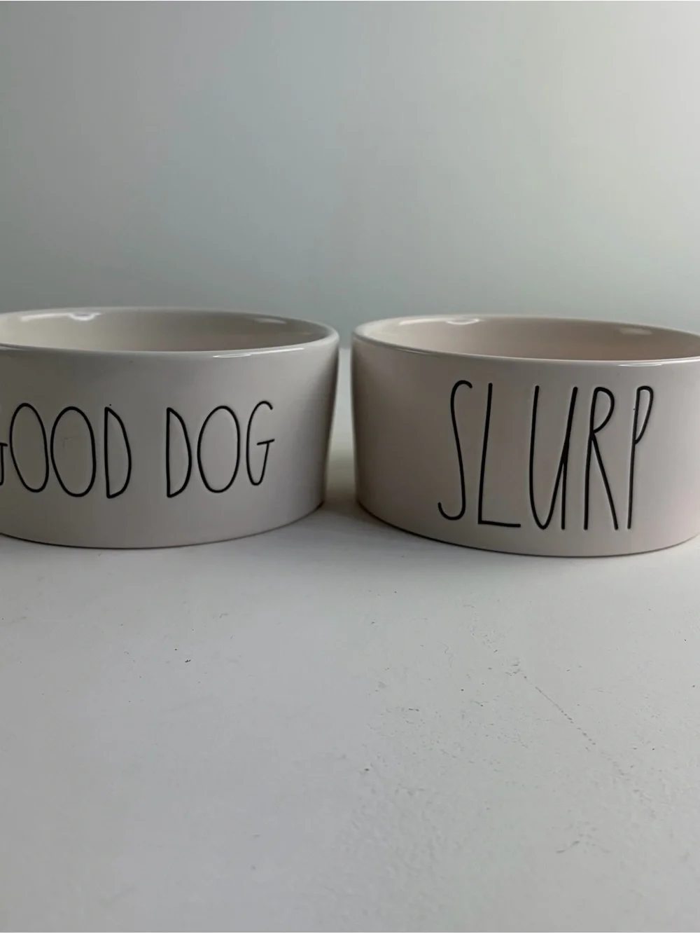 Rae Dunn Good Dog & Slurp Ceramic Dog Bowls Bundle Set of 2 Farmhouse